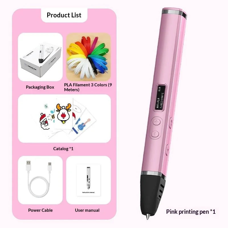 3D Printing Pen with Oled Display Temperature Control PLA ABS 1.75mm Filament 3D Doodling Pen for Kids Artists DIY Crafts