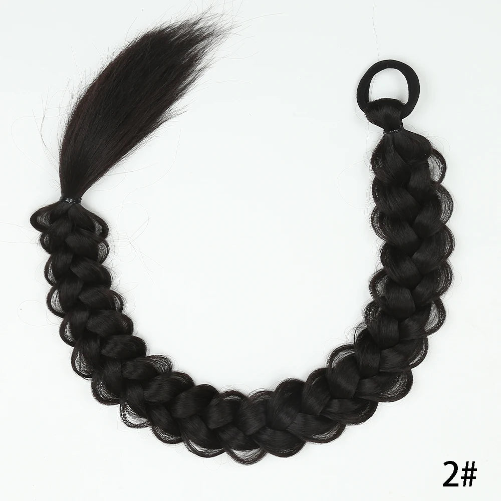 Luxe 24-Inch Synthetische Lange Twist Vlecht Paardestaart Extensions met Rubberband - Perfect voor Dagelijkse Styling en Boksliefhebbers