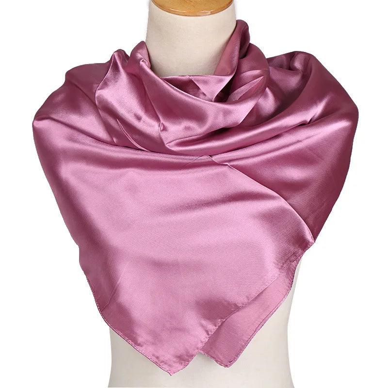 Elegante Zijden Sjaal voor Vrouwen - Premium Satijnen Effen Kleur Hijab, Stijlvolle Pareo, Veelzijdige Bandana, Chique Sjaal & Haarband, Perfecte 90*90cm Foulard