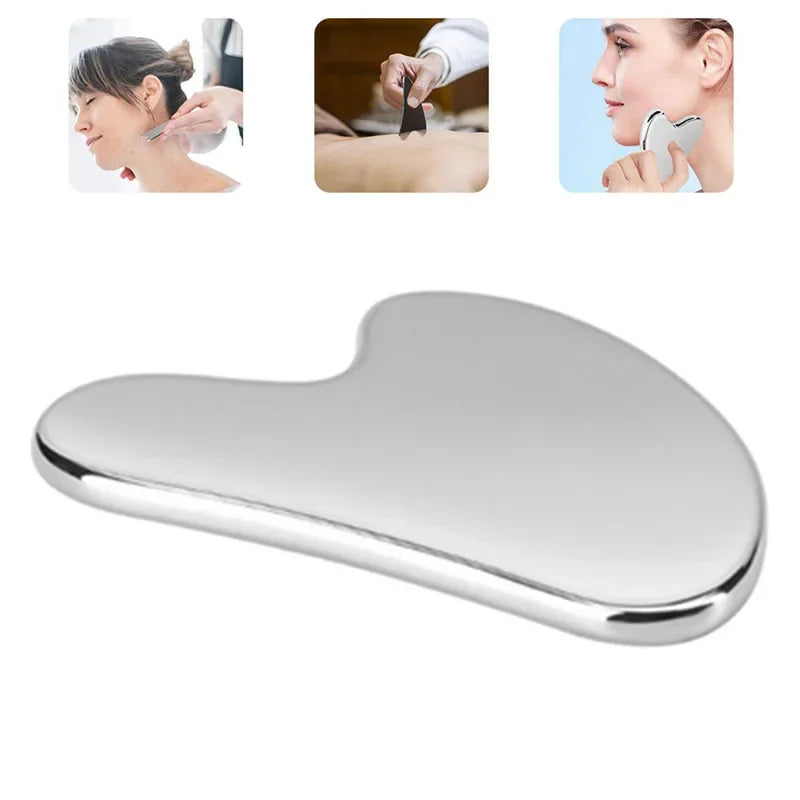 Verhoog je huidverzorgingsroutine met onze hartvormige roestvrijstalen Gua Sha-schaaf – Perfect voor gezichts-massages en lichaamsontspanning!