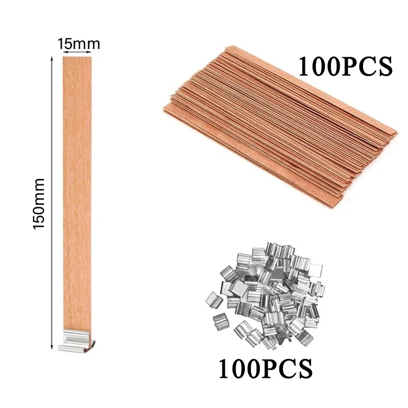 Wood Candle Wick with Clip for DIY Candles Soy Wax Supplies