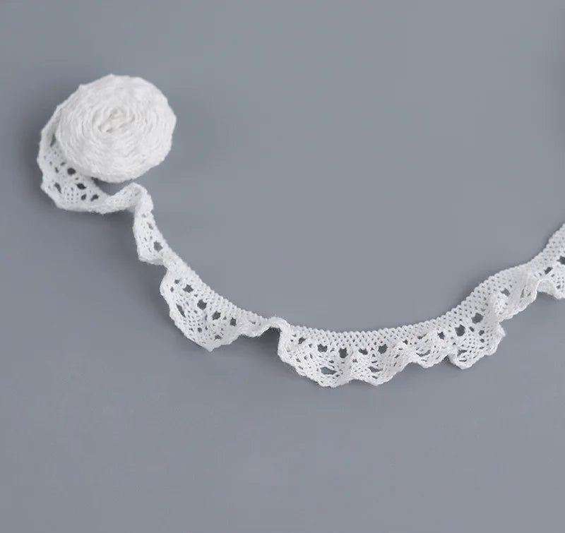 Elastic Cotton Lace Trim Scalloped White Pink Lace Ribbon Sewing Accessories DIY Clothing Crafts