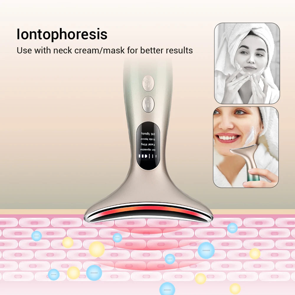 Geavanceerd EMS Micro-Current Huidverzorgingsapparaat voor Nek en Gezicht voor LED IPL Huidverjonging, Vermindering van Dubbele Kin en Verstevigende Gezichtsmassage!