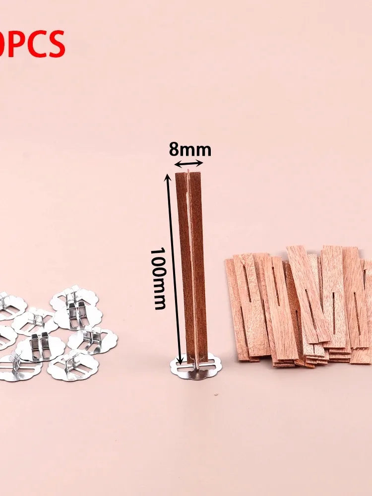 Cross Wooden Candle Wick with Metal Base for DIY Soy Wax Candles
