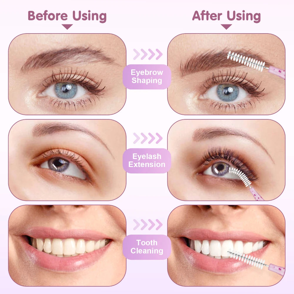 MAYOOC Mini Oogbrauwborstel Set – Wegwerp Oogbrowlifting & Permanent Borstels met Buigbare Microapplicators voor Perfecte Wimpertoepassing