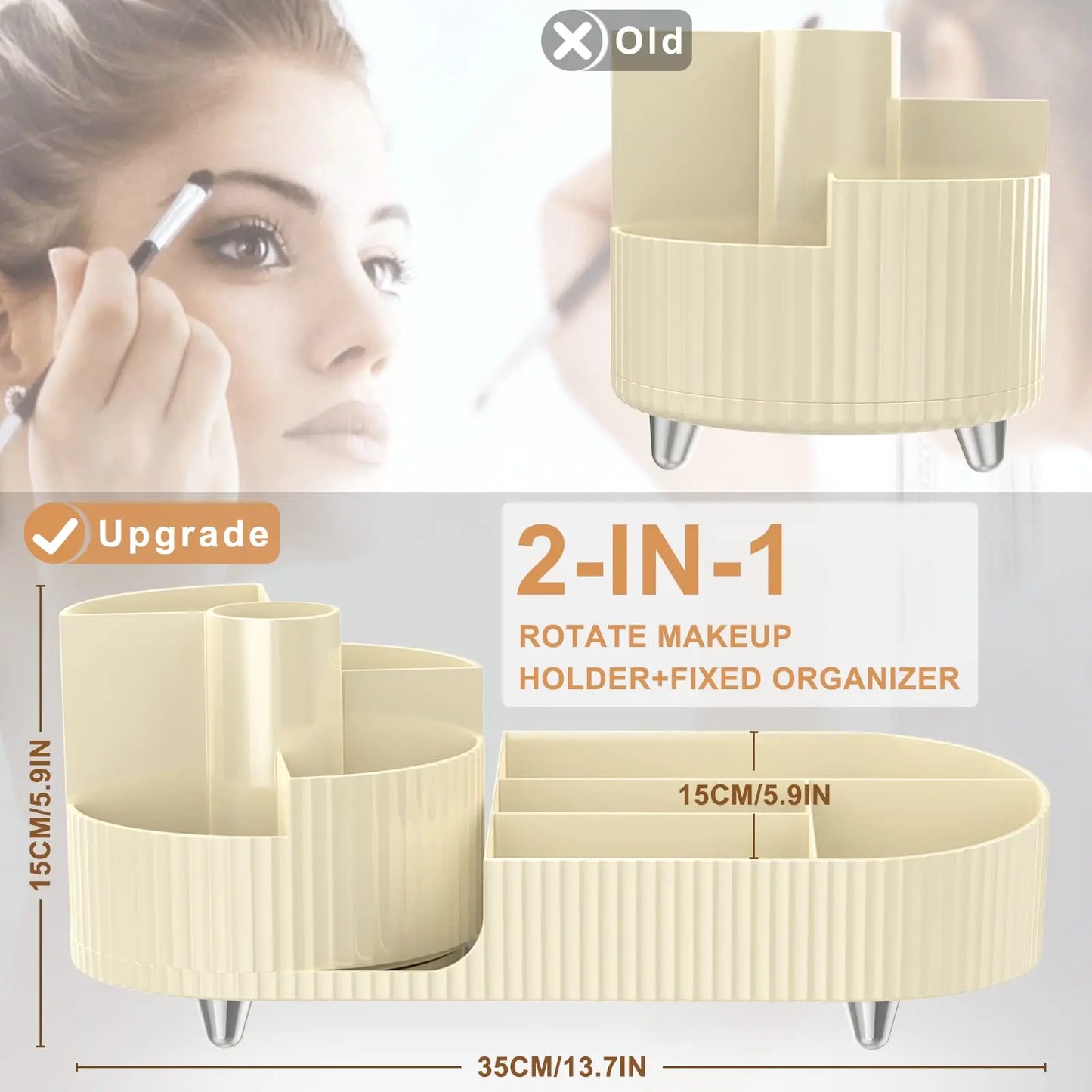 Ultieme 360° Draaibare Make-up Organizer - Ruimtelijke Borstelhouder Perfect voor Vanity Decor, Badkamer Bladen en Bureau Opslag!