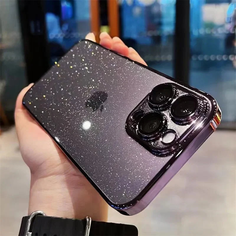 Glamoureuze Elektrolytisch Gecoate Glitter iPhone Hoes - Adembenemende Schokbestendige Bescherming voor 12ProMax, 13, 14, 15 en 16 Modellen