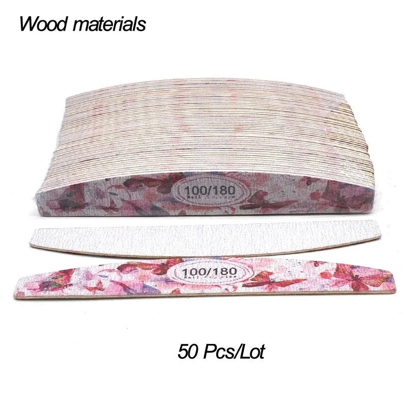 50-delige Premium Houten Vijlset - Multi-grit Houten Manicure Polijstgereedschap voor Perfecte Nagels (100/120/150/180/240)