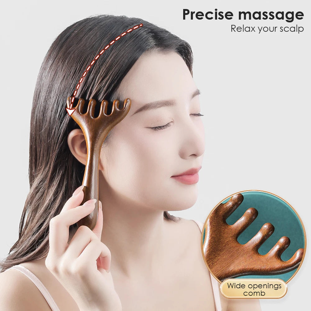 Revitalizeer Je Zintuigen met de Zesklauw Meridian Massagekam – Natuurlijke Houten Kam met Brede Tand voor Spa-achtige Ontspanning en Verbeterde Bloedcirculatie!