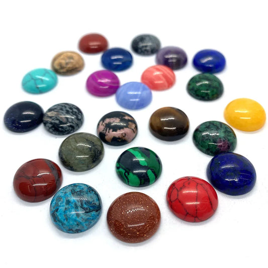 Natural Stone Cabochon Beads Round Loose Gem Cabochon Beads for Jewelry Making DIY Ring Earring Pendants Necklace Accessories