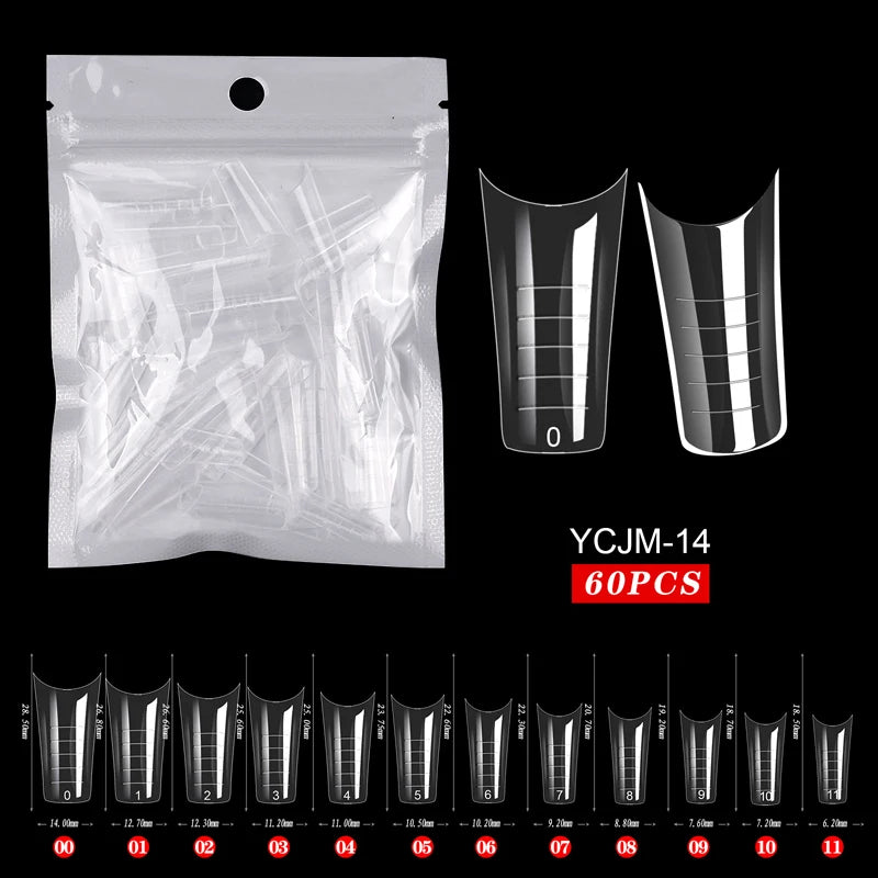 60 stuks Nagelverlengingsvormen voor Snelle UV Gel Polish Toepassing - Perfect voor Acrylnagels en Valse Nagelkunst met Dual System Manicure Accessoires!