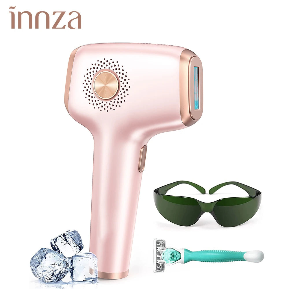 Ervaar Moeiteloze Elegantie: INNZA Pijnloze IPL Ontharingsapparaat voor Vrouwen met Geavanceerde IJs Koel Zorg - Meer dan 999.999 Zachte Flitsen voor Langdurige Gladheid