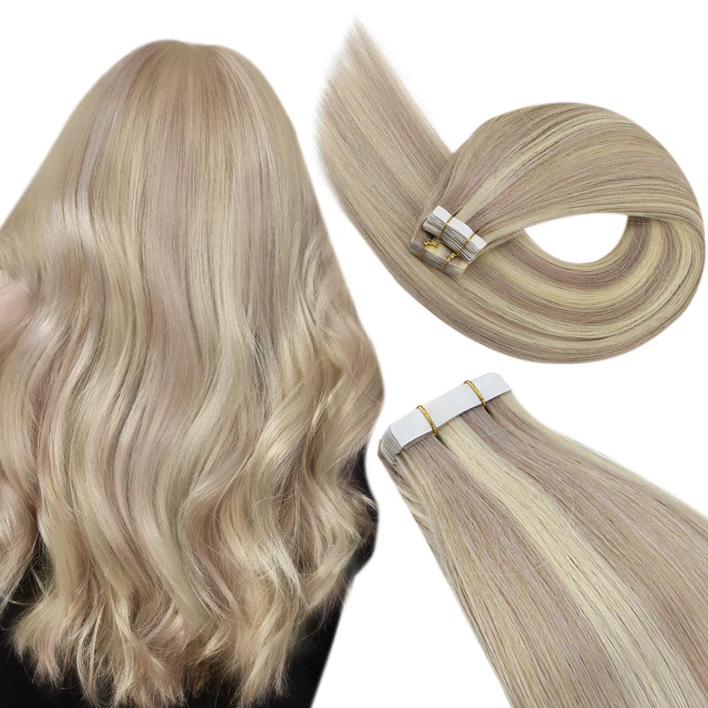 Luxe Ugeat Tape-In Haarextensions met Echt Braziliaans Remy Haar – Strak, Naadloze Huidband voor Prachtige Balayage Stijlen (20P/40P)