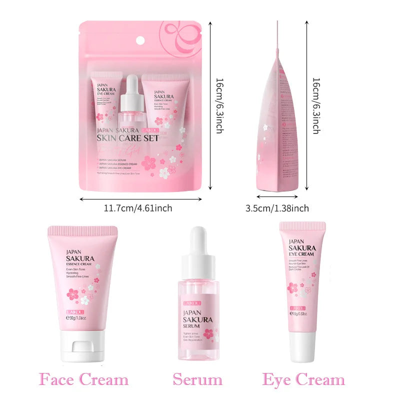 Revitaliseer je huid met de LAIKOU Sakura Complete Care Set: Reinigingsgel, Crème, Serum, Tonic - Hydraterend, Verhelderend, Firming en Vochtinbrengend!