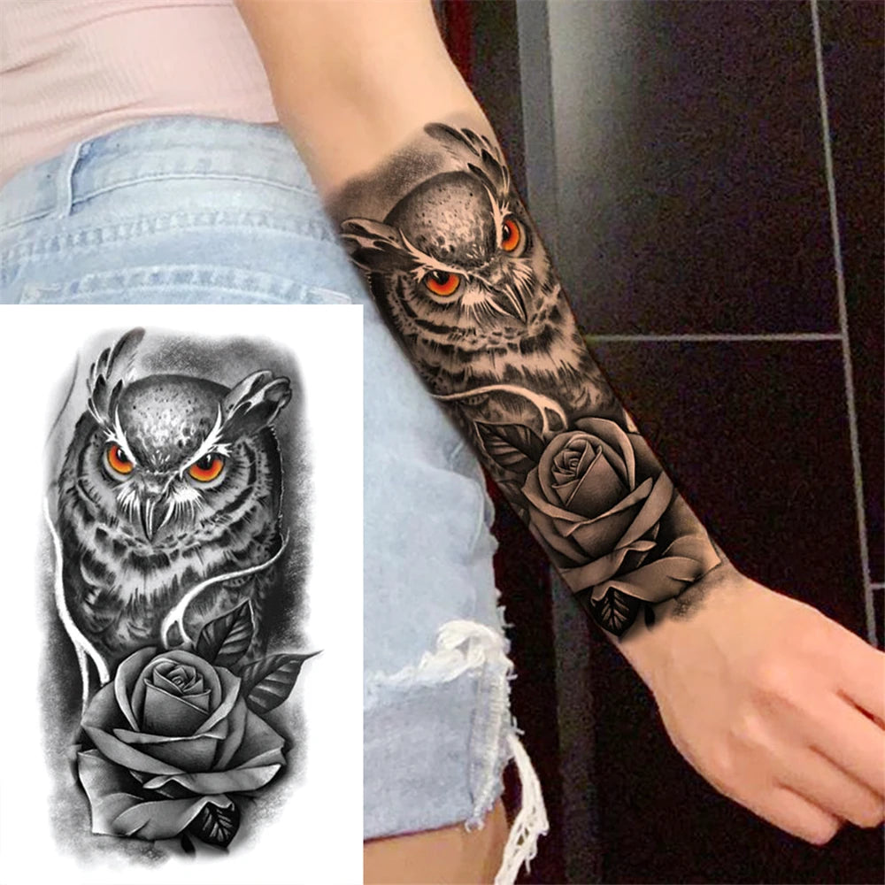 Indrukwekkende Volledige Arm Tijdelijke Tattoo Mouw voor Mannen en Vrouwen - Realistische Krijger, Leeuw, Tijger en Bloementekening - Gedurfde Zwarte Totem en Maori Stijl Stickers