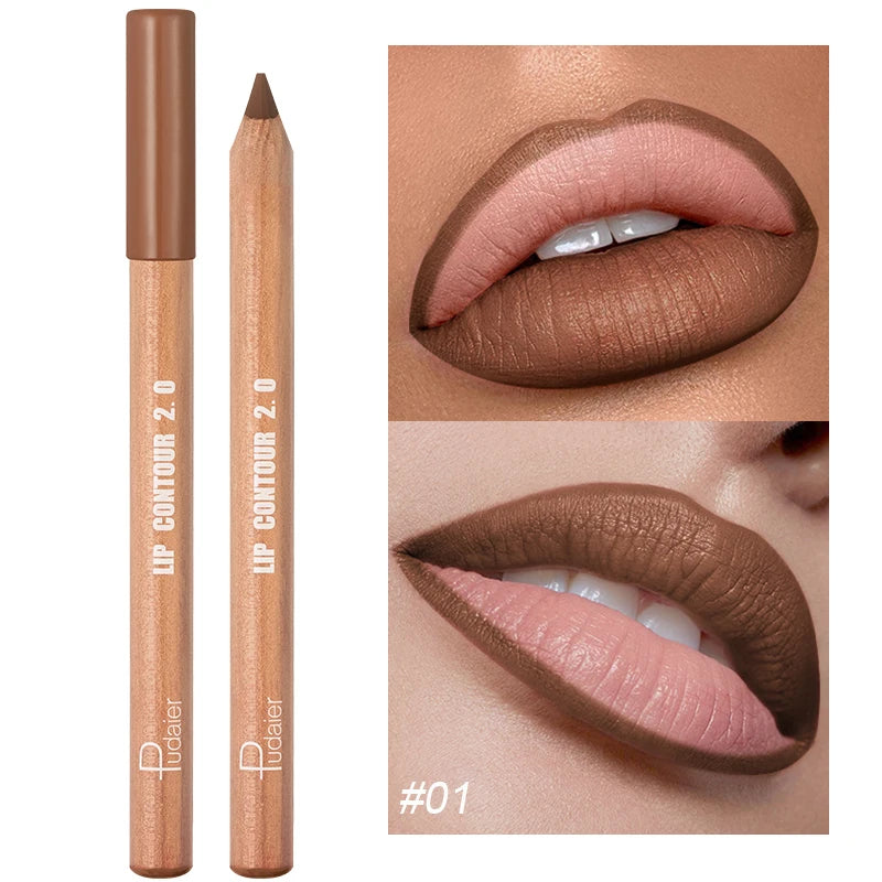 Matte Nude Bruine Lippenpotlood - Waterdicht & Gemakkelijk aan te Brengen, Niet-Plakkerig Lippen Contour Gereedschap voor Perfecte Lippen