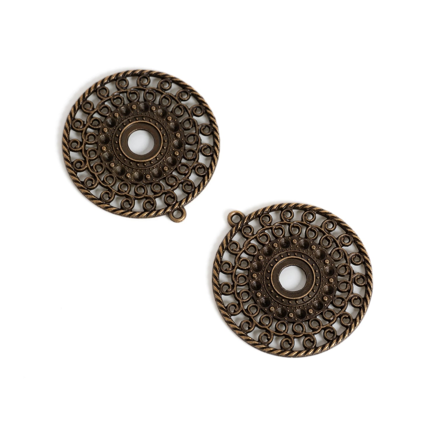 Round Filigree Pendant Charms for Jewelry Making Copper Alloy Circle Connectors DIY Earrings Necklaces Craft Supplies