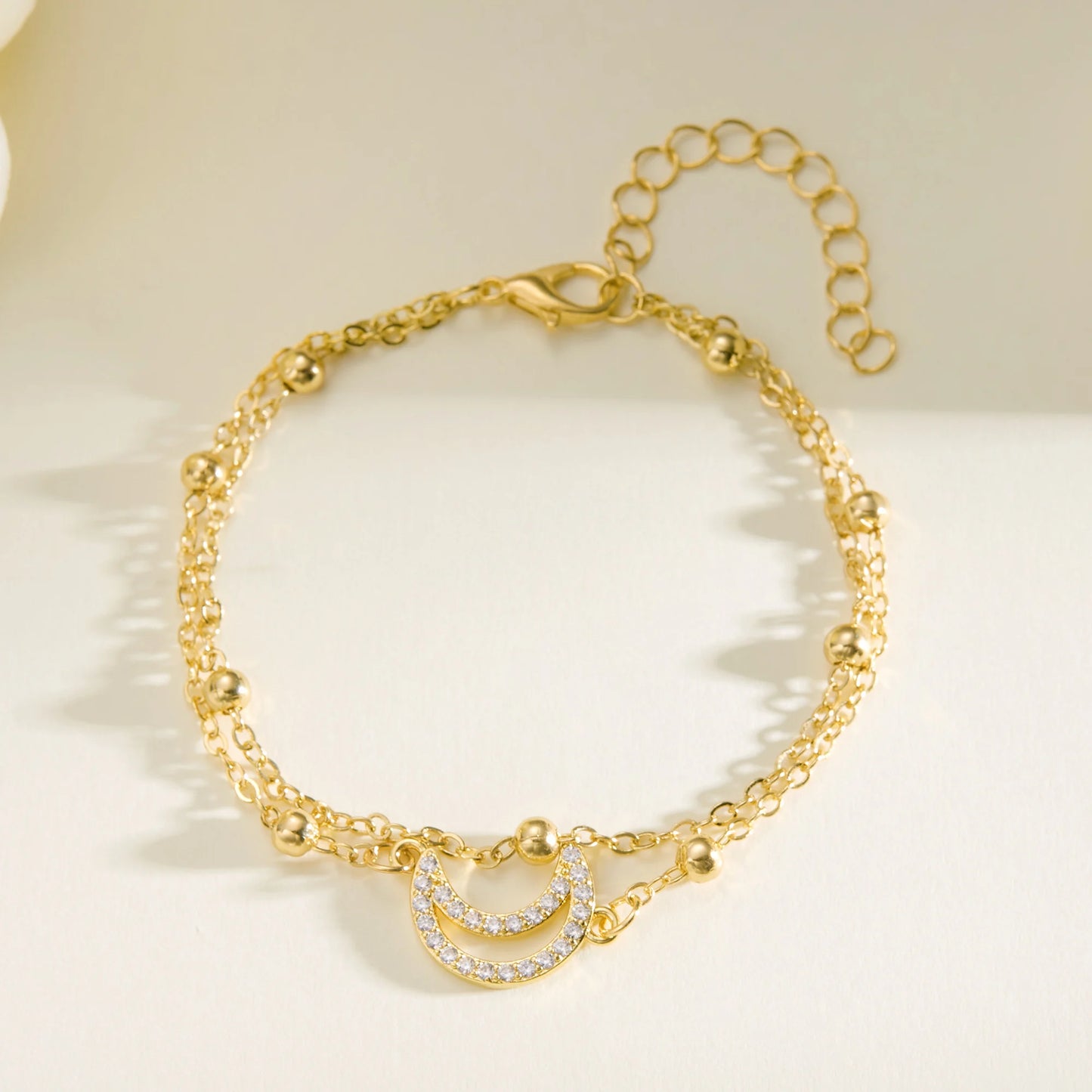 Charmante Kristallen Bloemenarmband voor Vrouwen - Y2K Zoete Meisjes' Maan Kersenbloesem Strik Zircon Luxe Sieraden Cadeau