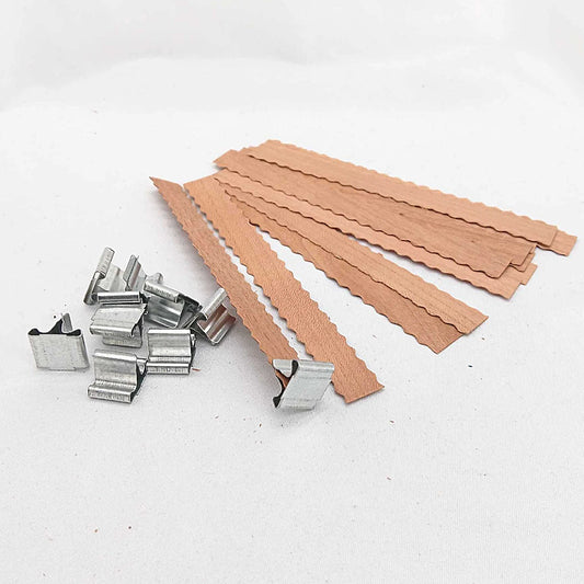 Wave Wooden Candle Wicks with Metal Clips Smokeless Eco Friendly Wood Wicks for Soy Wax DIY Candle Making