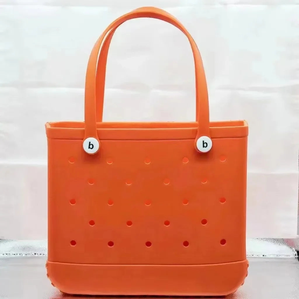 Stijlvolle Grote Eva Strandtas - Perfect voor Moeders! Veelzijdige Luiertassenopslag, Zomer Rubber Tote, en Effen Kleur Jelly Strandorganizer voor Al Je Essentiële Spullen.