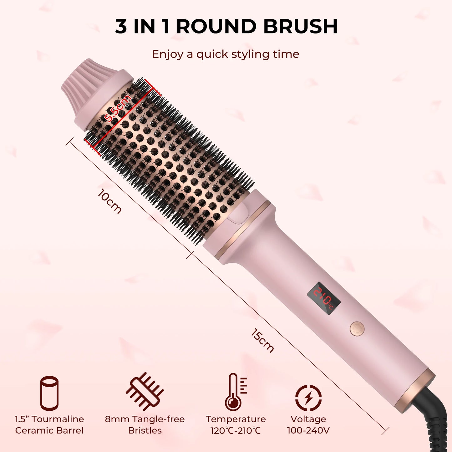 Revolutionaire 1,5-inch verwarmde ronde borstel - Keramische krultang stylingtool voor prachtige, veerkrachtige krullen!
