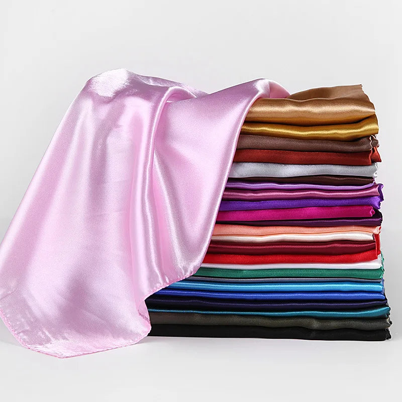 Elegante Zijden Sjaal voor Vrouwen - Premium Satijnen Effen Kleur Hijab, Stijlvolle Pareo, Veelzijdige Bandana, Chique Sjaal & Haarband, Perfecte 90*90cm Foulard