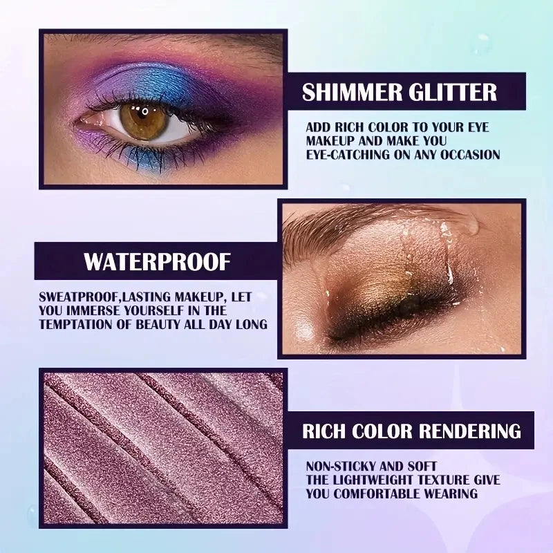 Glamoureuze 13-kleur Waterdichte Vloeibare Oogschaduw Palette - Hoge Glans, Langhoudend en Vlekbestendige Make-up voor Indrukwekkende Looks