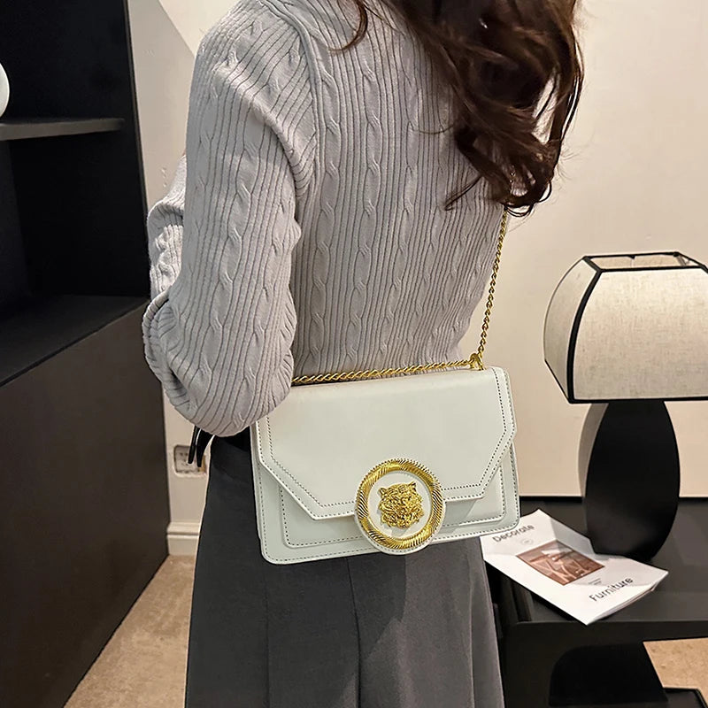 Trendyt 2024 Dames Leren Ketting Schoudertas - Chique Kleine Vierkante Crossbody & Casual Tote Messenger voor Stijlvolle Dames
