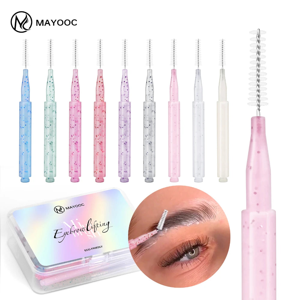MAYOOC Mini Oogbrauwborstel Set – Wegwerp Oogbrowlifting & Permanent Borstels met Buigbare Microapplicators voor Perfecte Wimpertoepassing