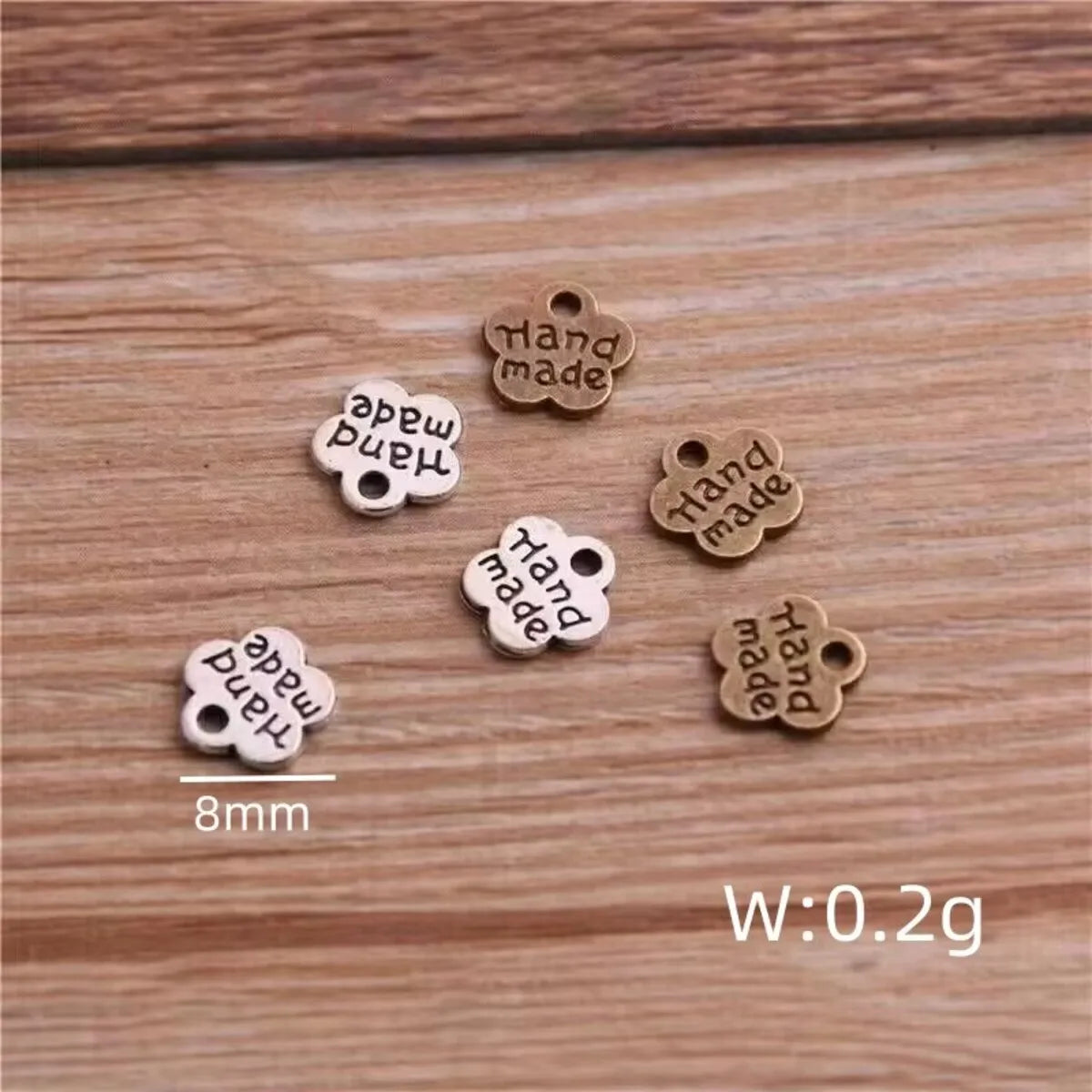 100pcs Handmade Flower Charms 8mm Antique Silver Bronze Spacer Beads Jewelry Making Supplies