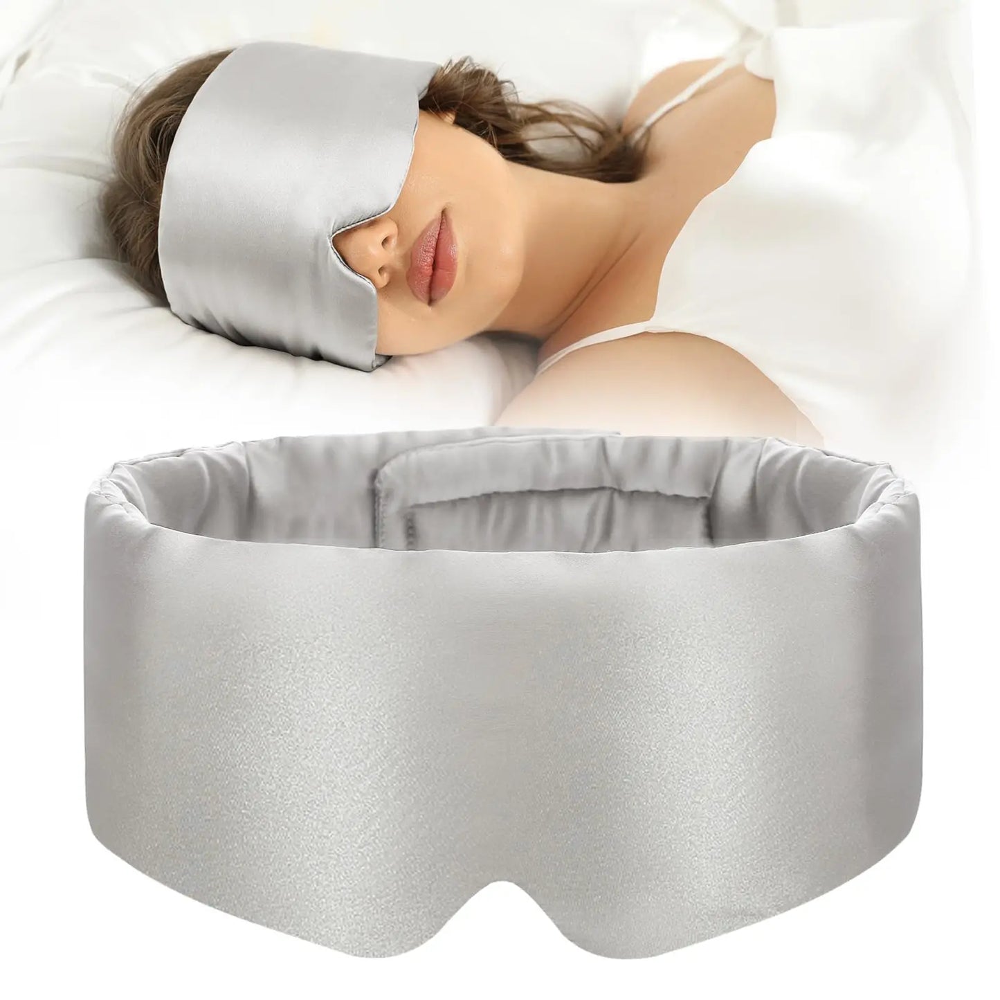 Luxe Verstelbare Zijde Oogslaapmasker voor Zijslapers, Perfect Oogmasker voor Rustgevende Slaap - 100% Pure Moerbei Zijde voor Mannen en Vrouwen