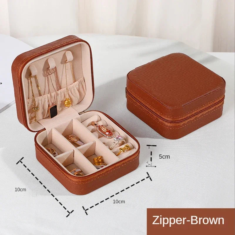 Elegante Draagbare Leren Sieraden Organiser & Reisdoos - Perfect om Je Schatten Veilig en Stylistisch te Houden!