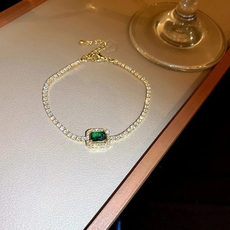 Elegante Koreaanse Vierkante Zirkonia Verstelbare Armband voor Vrouwen - Een Vleugje Licht Luxe en Persoonlijkheid voor Bruiloften en Meer