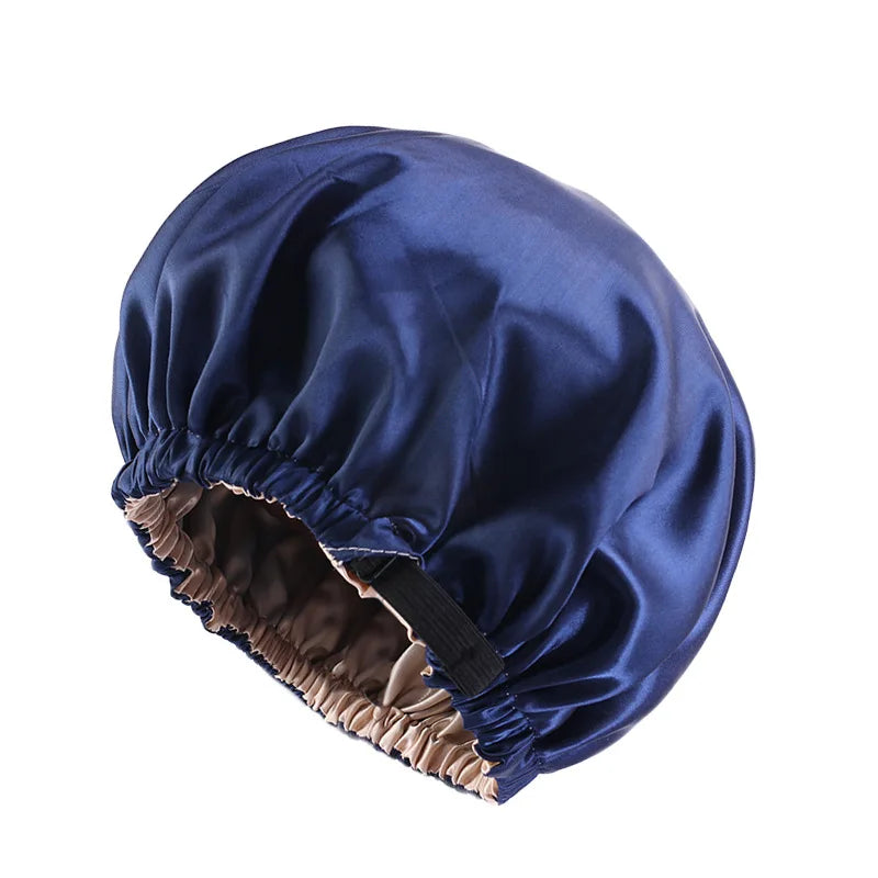 Luxe Satijnen Nachtmuts met Hoofddoek - Extra Grote Zijden Slaapmuts voor Vrouwen om Haar te Beschermen