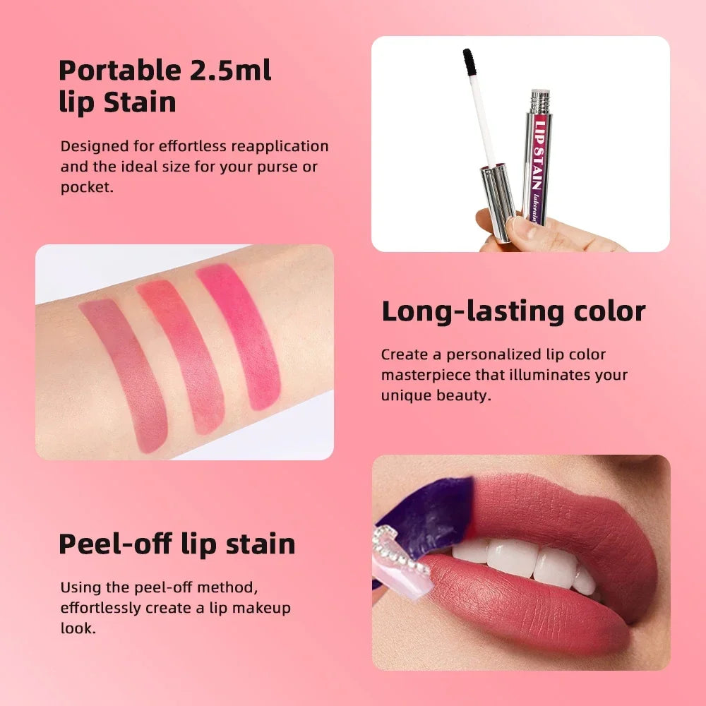 Stralende Roze Peel Off Lippenstain - Langdurig, Waterproof en Transfer Proof voor Moeiteloze Dagelijkse Draagtijd! Perfecte Cosmetische Oplossing voor Vrouwen!
