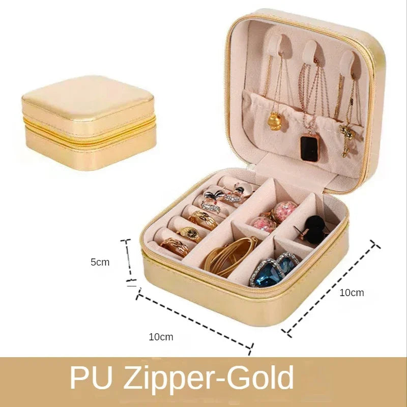 Elegante Draagbare Leren Sieraden Organiser & Reisdoos - Perfect om Je Schatten Veilig en Stylistisch te Houden!