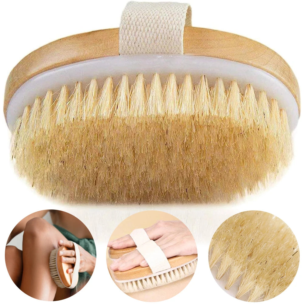 Luxueuze Exfoliërende Houten Duschborstel met Natuurlijke Haren – Perfect voor Spa-achtige Huidverzorging, Ideaal voor Mannen en Vrouwen, Geschikt voor Nat of Droog Gebruik