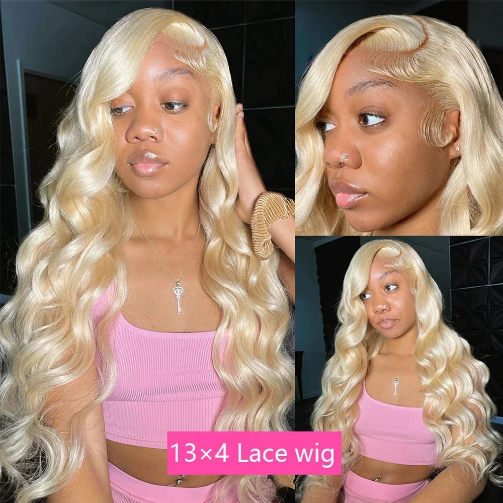Verbluffende Blonde Body Wave Lace Front Wig – HD Transparante Lace 13x4/13x6, Voorgeplukte Mensenhaar 613 met Volle Front en 200% Dichtheid