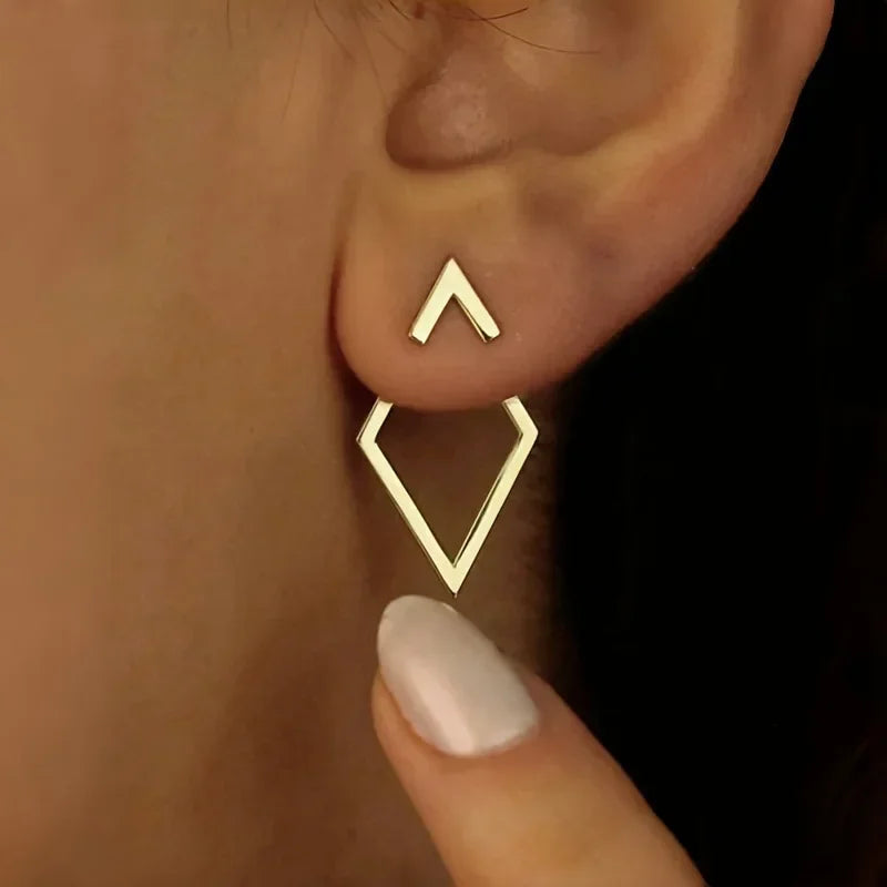 Chic Retro Minimalistische Geometrische Vierkante Afneembare Driehoek Stud Oorbellen - Perfecte Mode Accessoires voor Vrouwen & Ideale Feestcadeaus!