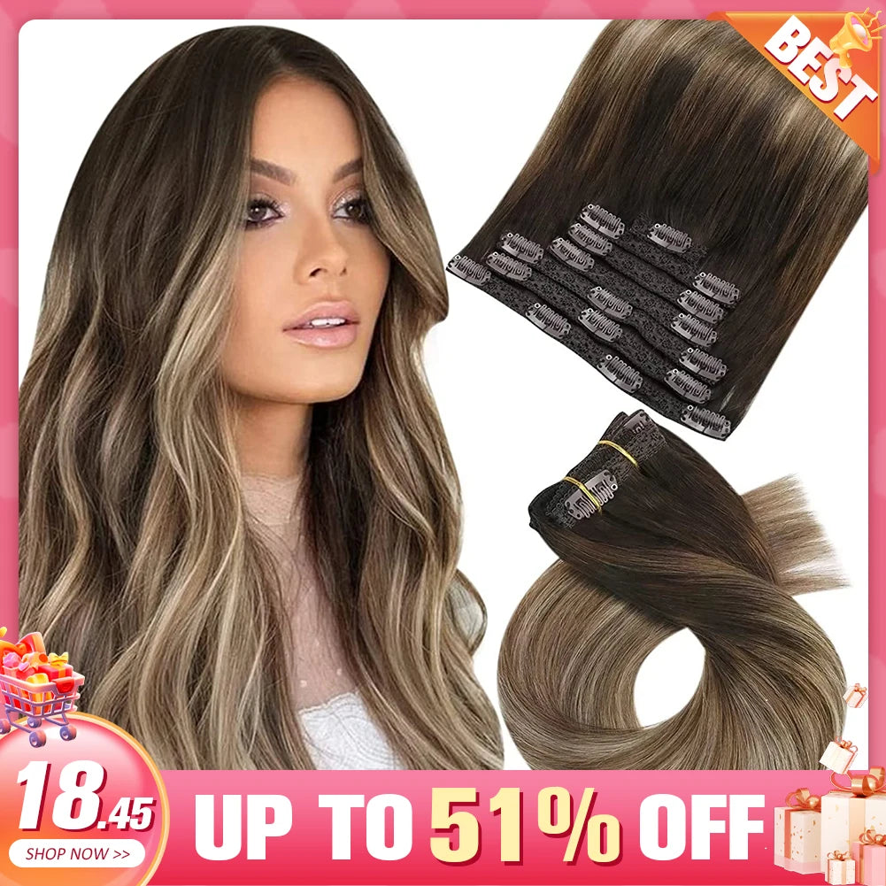 Transformeer je look met Moresoo Premium Clip-In Haarextensions - 100% Natuurlijke Remy Haar, Rechte Stijl, Verkrijgbaar in 5 en 7 Delige Sets!