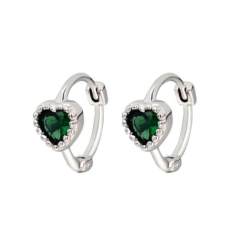 Charmante Huggies Oorringen Set - Kleurrijk Vierkant en Hart Ontwerp in Paars, Wit, Groen, Blauw en Rood - Elegante Kleine Hoopearrings voor Vrouwen en Meisjes, Perfect Trouwringen