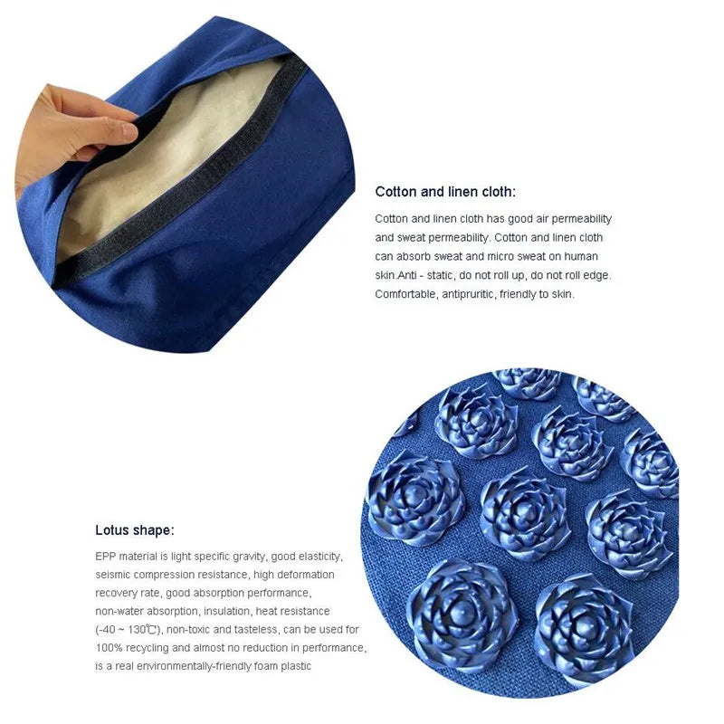 Ervaar Ultieme Ontspanning met onze Natuur Linnen Kokosnoot Palm Massage Yoga Mat & Sportkussen Set – Compleet met Lotus Spike Acupressuur Kussen en Handige Draagtas!