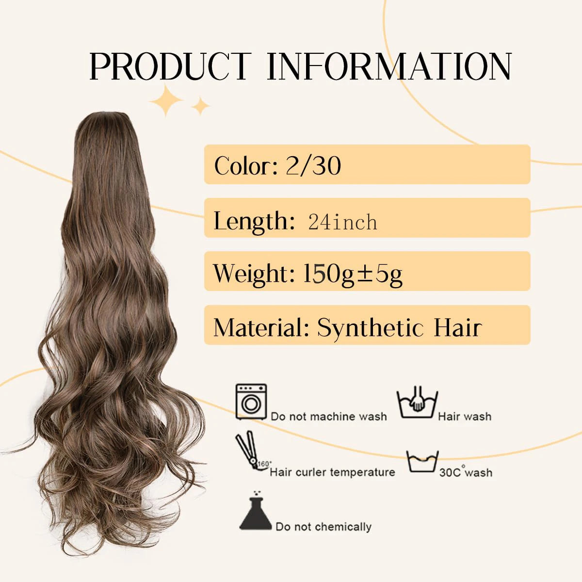 Transformeer je look met 24-inch luxe bovenste paardenstaart haarextensions - 150g pakket met krullende golvende clips en trekbare staartjes!