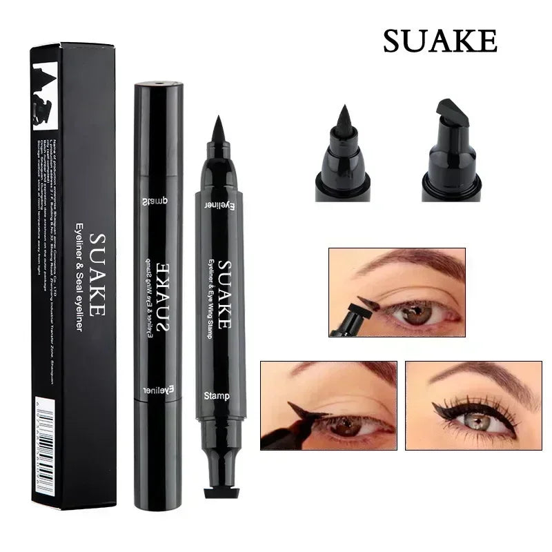 Dubbelzijdige Waterproof Winged Stempel Vloeibare Oogliner & Potlood - Sneldrogende Zwarte Oogliner voor Moeiteloze Make-up Perfectie