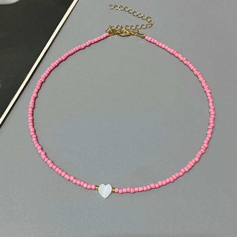 Vibrant Hart Ontwerp Zaadparel Choker Ketting voor Meisjes - Perfecte Lente/Zomer Accessoire, Ideaal voor Groothandel & Dropshipping!