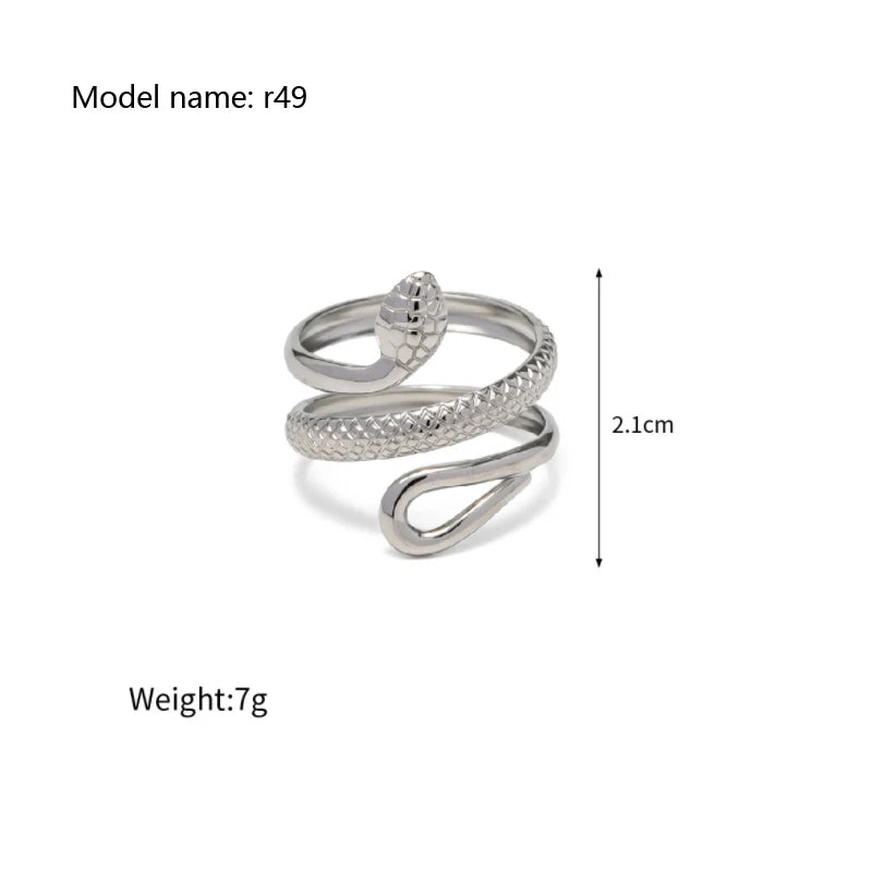 2025 Retro Hollow Zirconringen voor Vrouwen – Luxe Gouden Slangontwerp Trendsettende RVS Sieraden