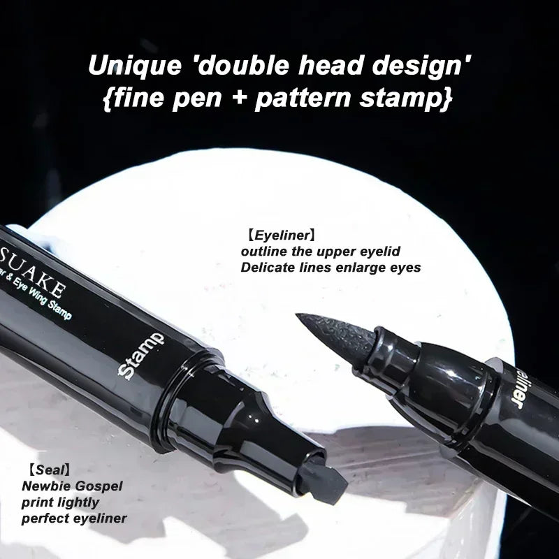 Dubbelzijdige Waterproof Winged Stempel Vloeibare Oogliner & Potlood - Sneldrogende Zwarte Oogliner voor Moeiteloze Make-up Perfectie