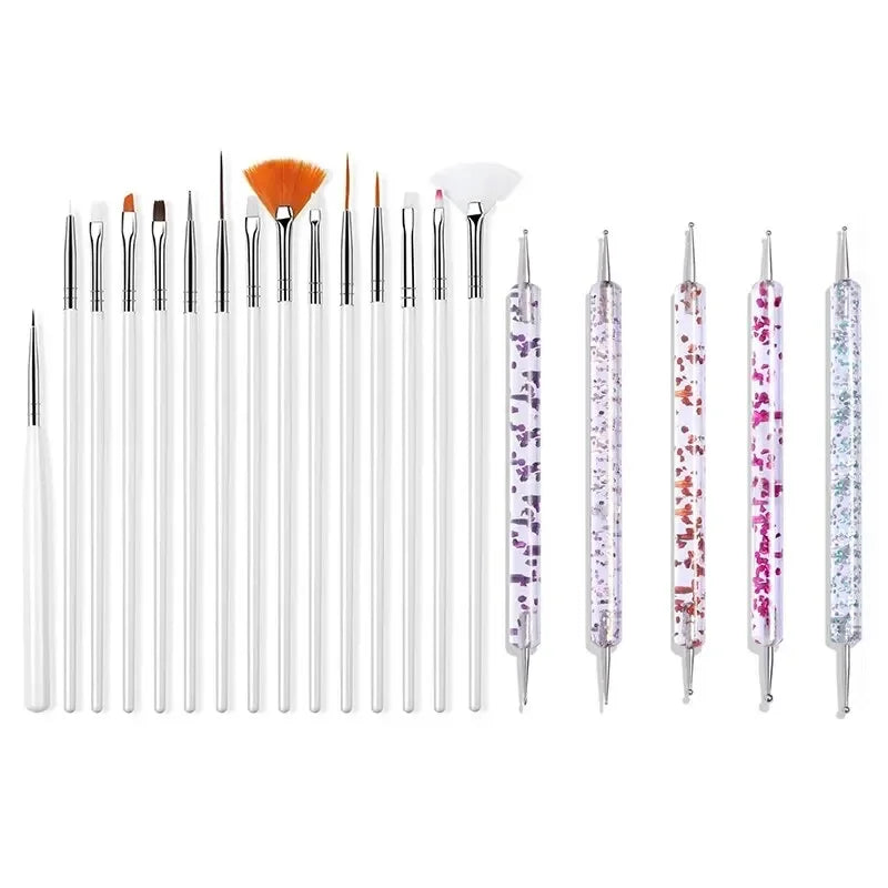 Ultimatieve Nail Art Penseelset: 5 of 20 Professionele Ontwerptools voor Indrukwekkend Schilderen, Tekenen en Dots - Perfect voor Manicures!