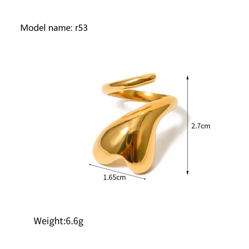 2025 Retro Hollow Zirconringen voor Vrouwen – Luxe Gouden Slangontwerp Trendsettende RVS Sieraden