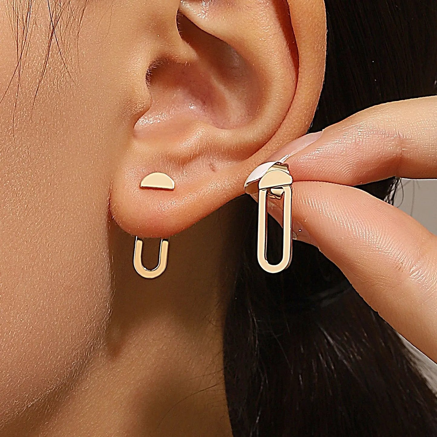 Chic Retro Minimalistische Geometrische Vierkante Afneembare Driehoek Stud Oorbellen - Perfecte Mode Accessoires voor Vrouwen & Ideale Feestcadeaus!
